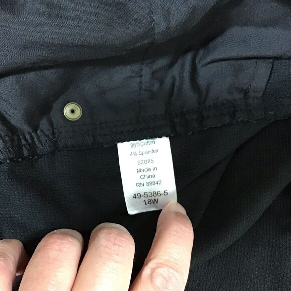 Woman Within Corduroy Black Pants Plus Size 18W Stretch Straight Leg Button Zip - Picture 5 of 8